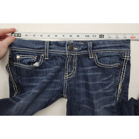 BKE Sabrina Bootcut Jeans Womens 27x29.5 Dark Wash White Stitched - Picture 3 of 9